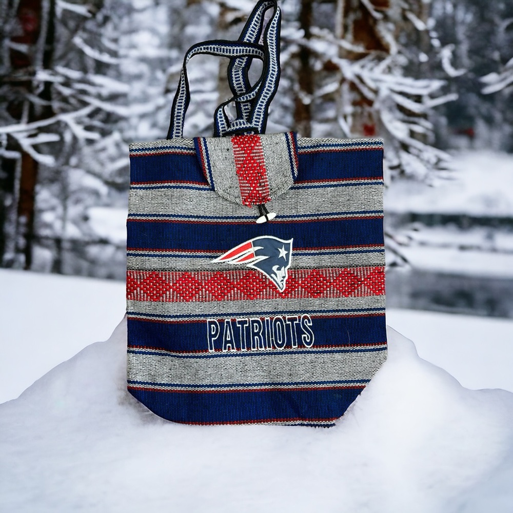 Patriots New England Backpack Embroidered Logo Collage Carpet Book Bag 16” x 15”